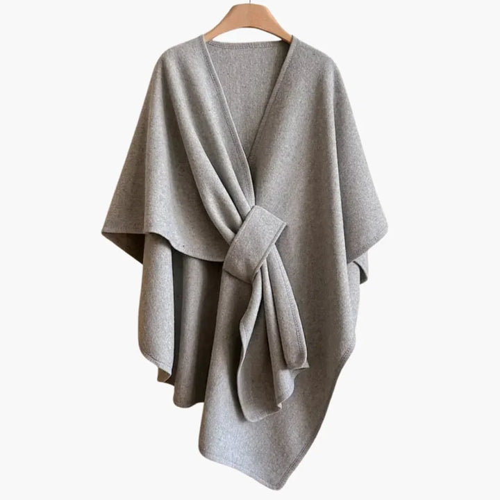 Women’s Shawl Coat with Open Front and Draped Tie - Noria London