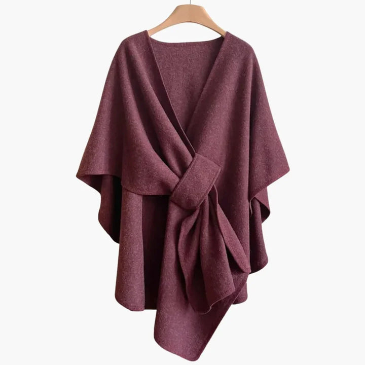 Women’s Shawl Coat with Open Front and Draped Tie - Noria London