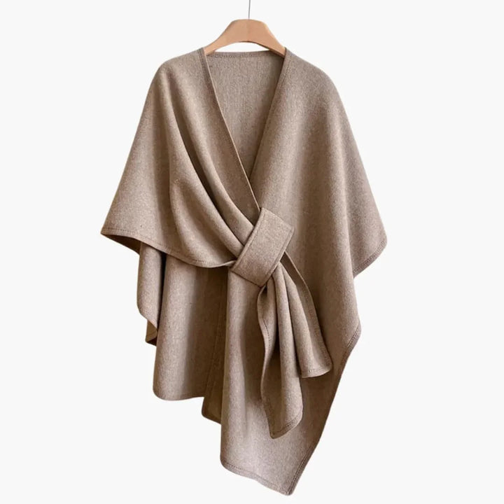 Women’s Shawl Coat with Open Front and Draped Tie - Noria London