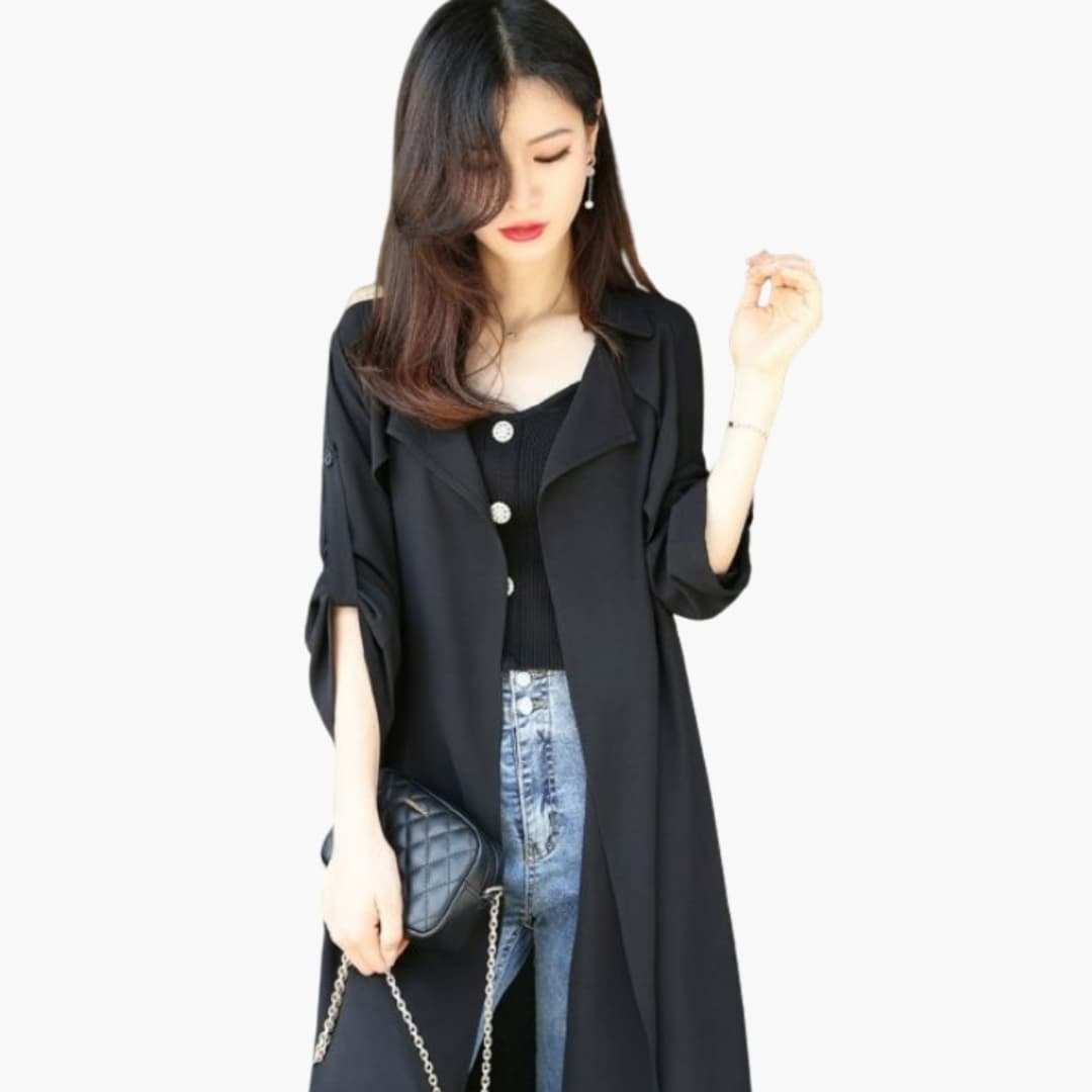 Anna - Women’s Trench Coat with Front Button Design and Waist Belt