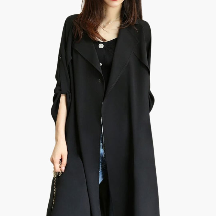 Anna - Women’s Trench Coat with Front Button Design and Waist Belt