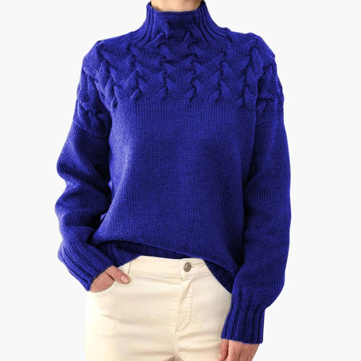 Women’s jumper with high neckline and textured surface - Noria London