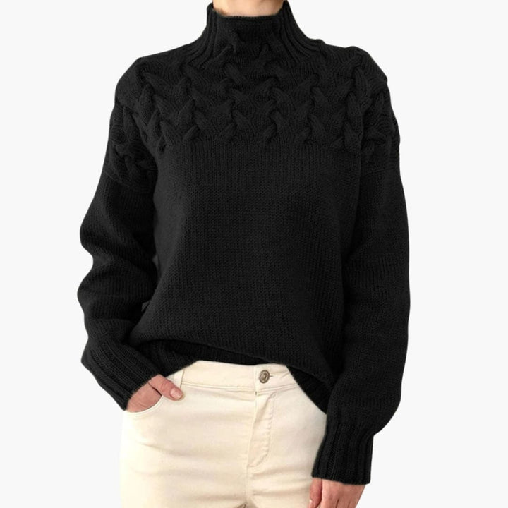 Women’s jumper with high neckline and textured surface - Noria London