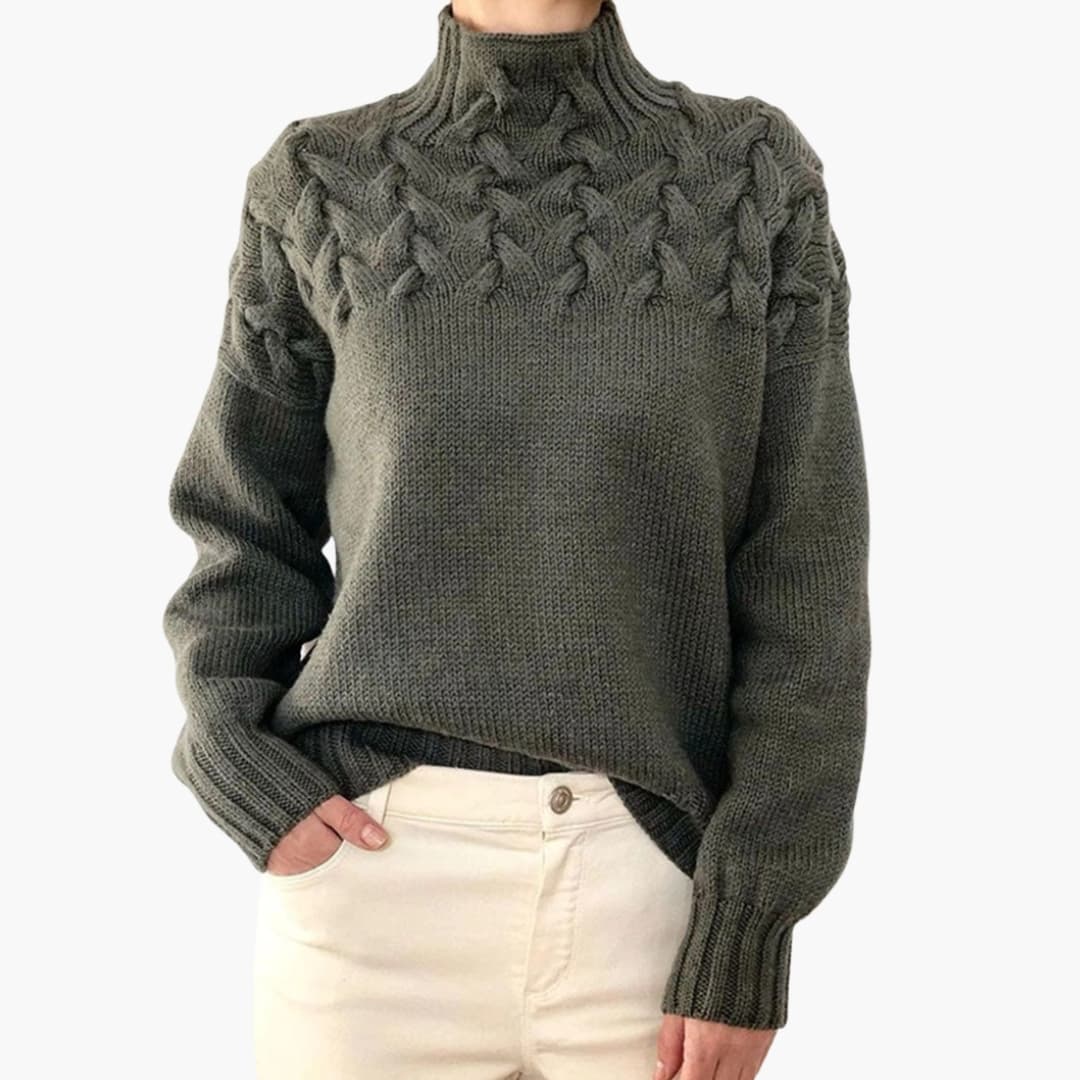 Women’s jumper with high neckline and textured surface - Noria London