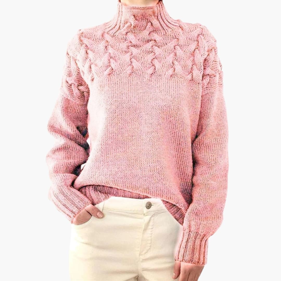 Women’s jumper with high neckline and textured surface - Noria London