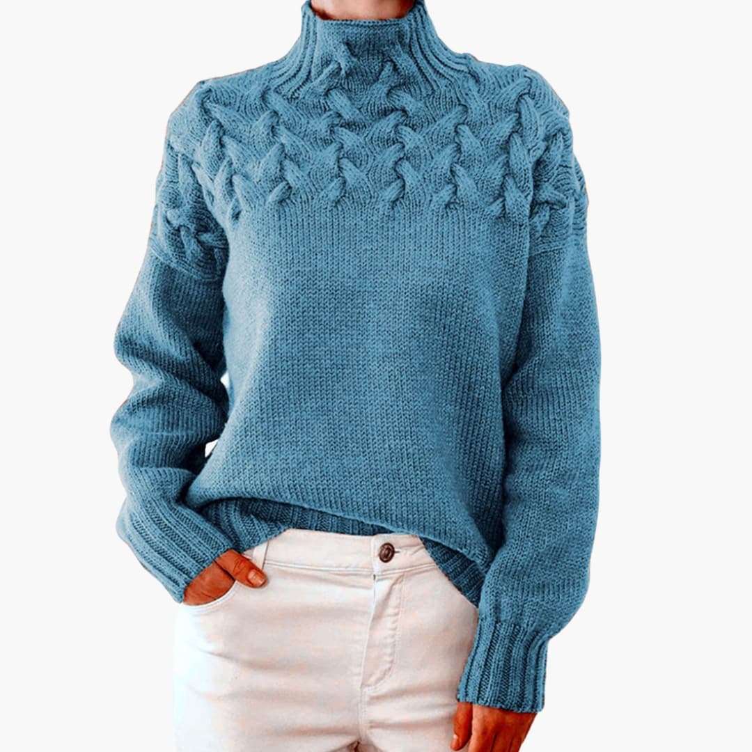 Women’s jumper with high neckline and textured surface - Noria London