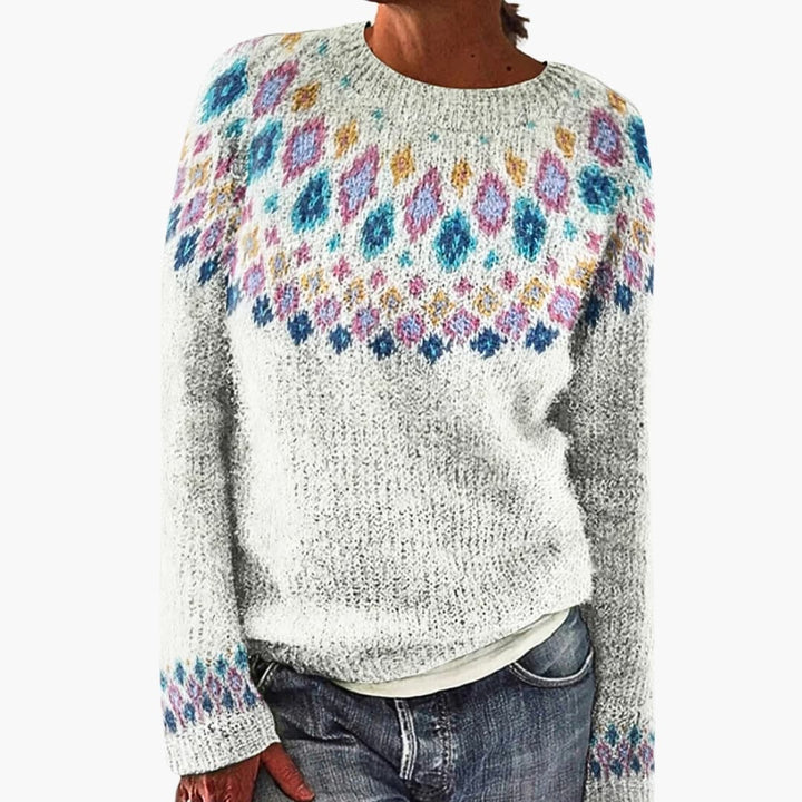 Women’s jumper with round neckline and patterned surface - Noria London