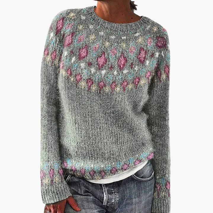 Women’s jumper with round neckline and patterned surface - Noria London
