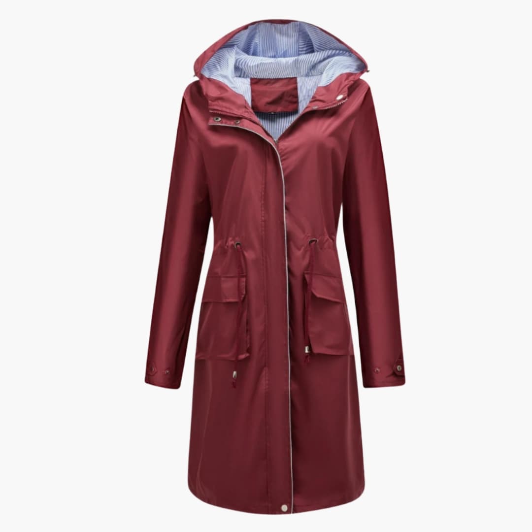 Esther - Women’s trench coat with hood and zip fastening