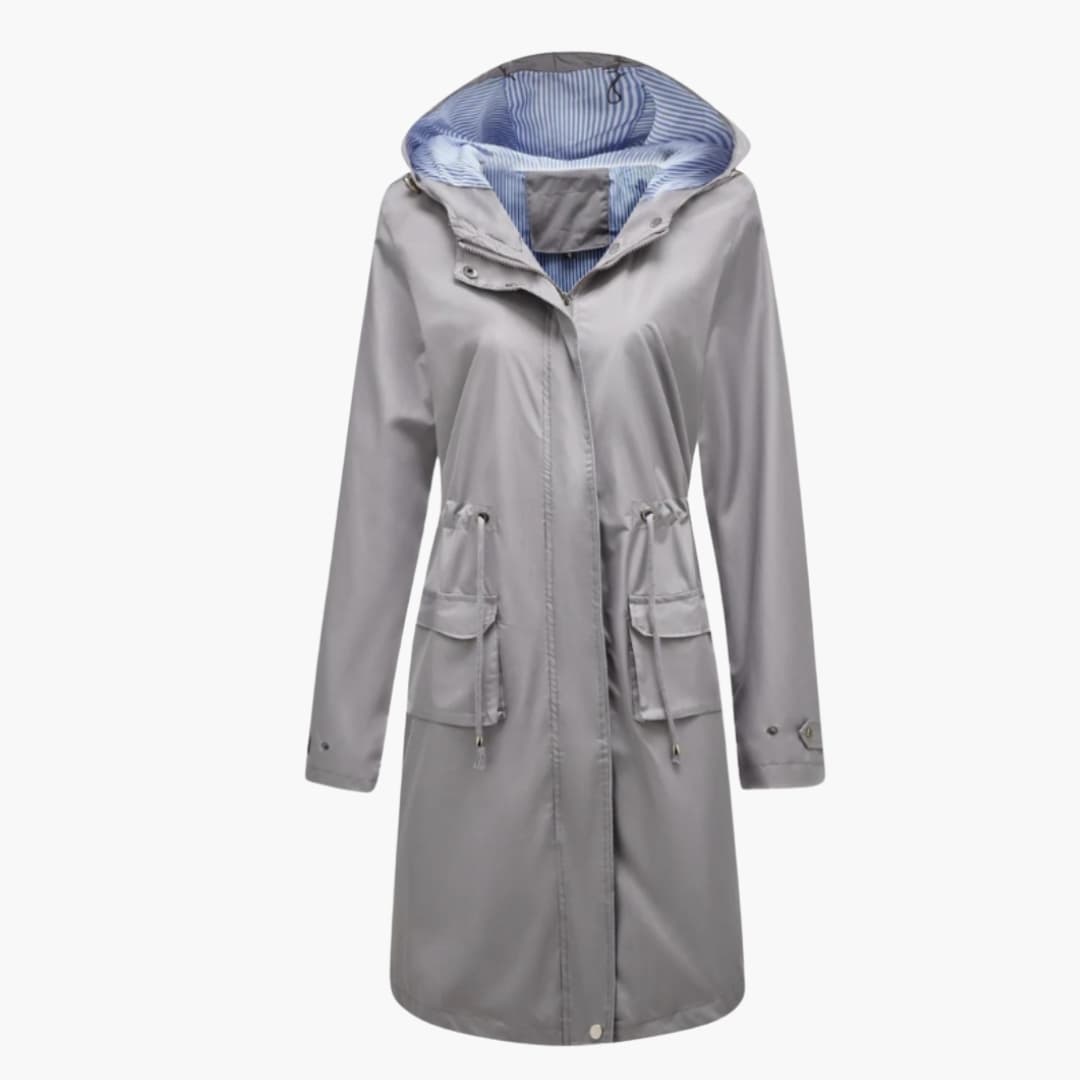 Esther - Women’s trench coat with hood and zip fastening