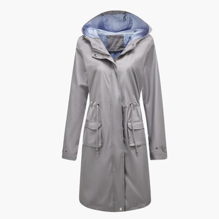 Esther - Women’s trench coat with hood and zip fastening