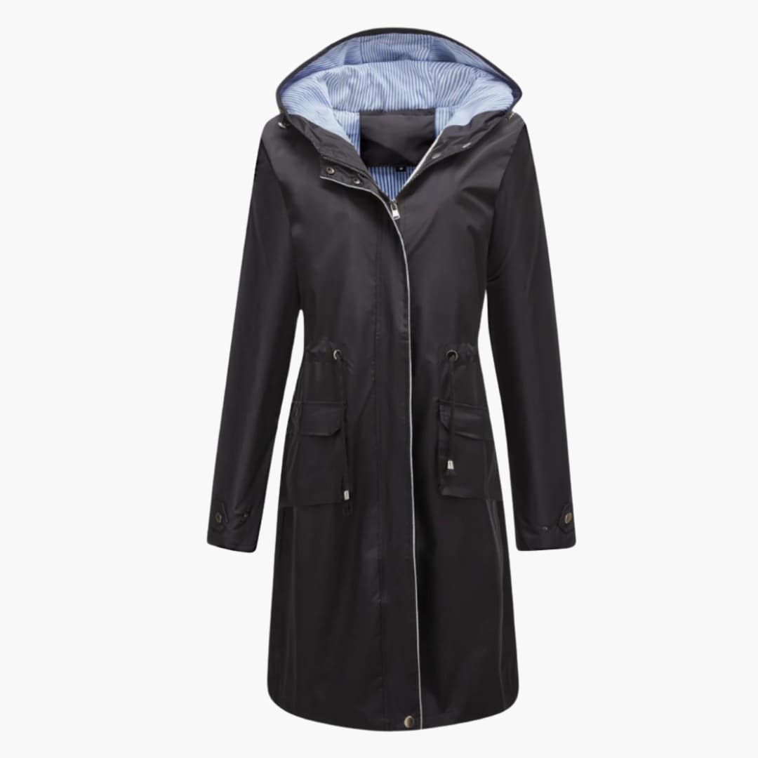 Esther - Women’s trench coat with hood and zip fastening