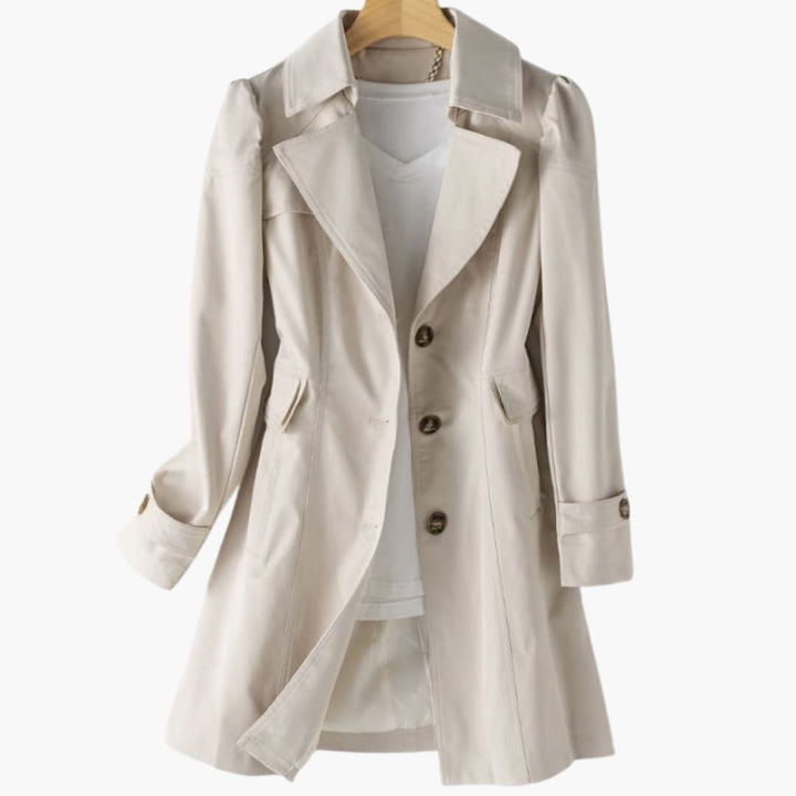 Dominica - Women’s trench coat with lapel collar and button fastening