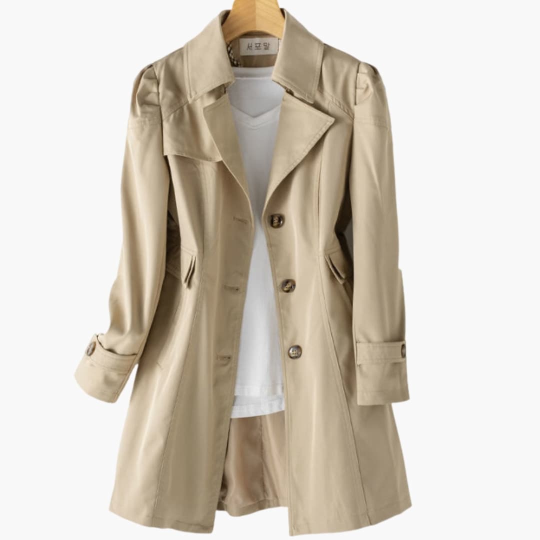 Dominica - Women’s trench coat with lapel collar and button fastening