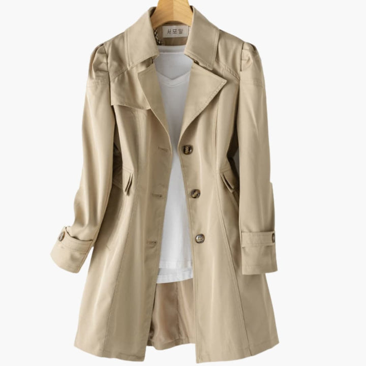 Dominica - Women’s trench coat with lapel collar and button fastening