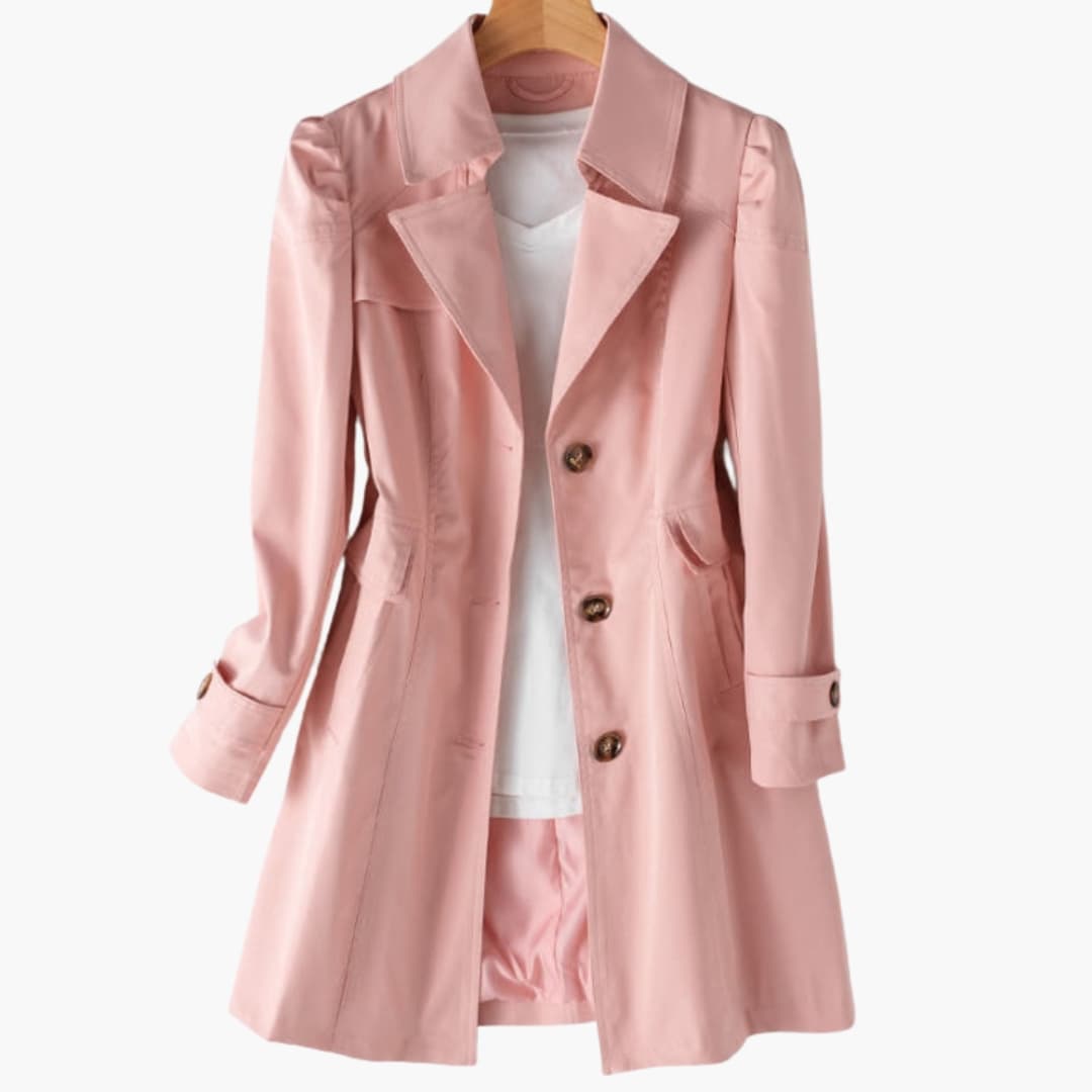 Dominica - Women’s trench coat with lapel collar and button fastening