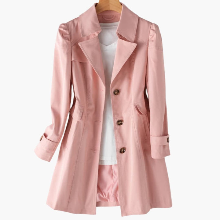Dominica - Women’s trench coat with lapel collar and button fastening