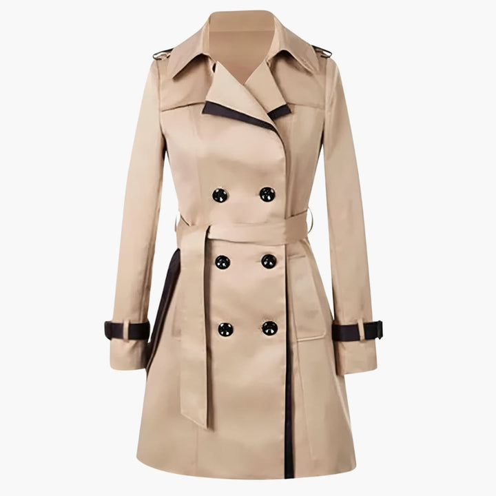 Fiona - Women’s trench coat with lapel collar and double button fastening